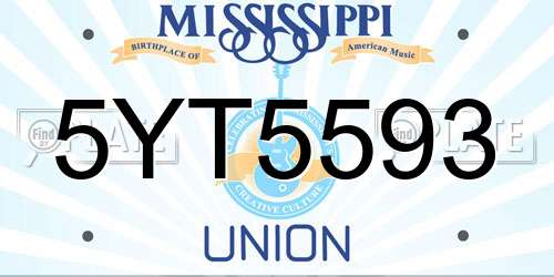 5YT5593 Mississippi License Plate