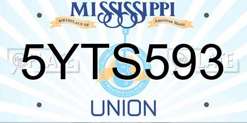5YTS593 Mississippi License Plate