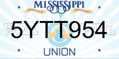 5YTT954 Mississippi License Plate