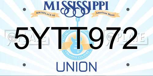 5YTT972 Mississippi License Plate