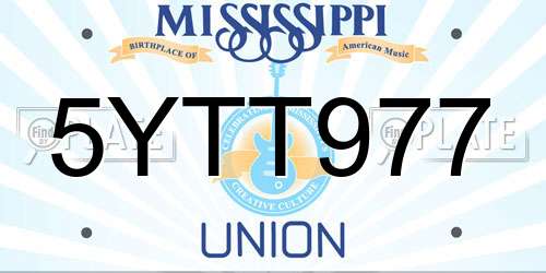 5YTT977 Mississippi License Plate