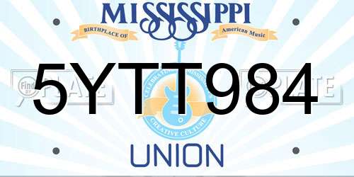 5YTT984 Mississippi License Plate