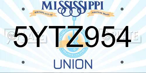 5YTZ954 Mississippi License Plate