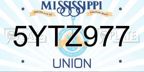 5YTZ977 Mississippi License Plate
