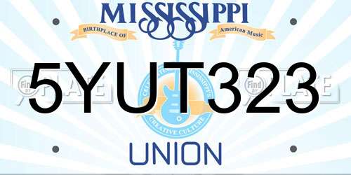 5YUT323 Mississippi License Plate