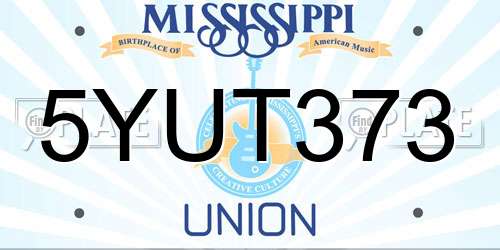 5YUT373 Mississippi License Plate