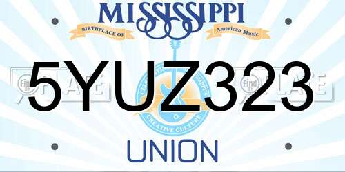 5YUZ323 Mississippi License Plate