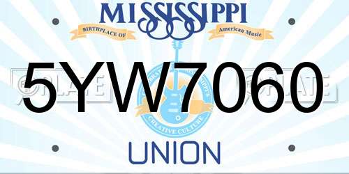 5YW7060 Mississippi License Plate