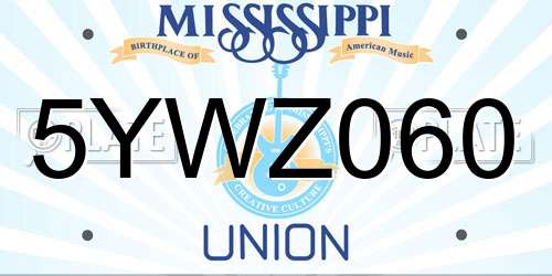 5YWZ060 Mississippi License Plate