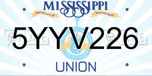 5YYV226 Mississippi License Plate
