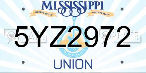 5YZ2972 Mississippi License Plate