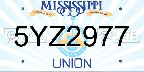 5YZ2977 Mississippi License Plate