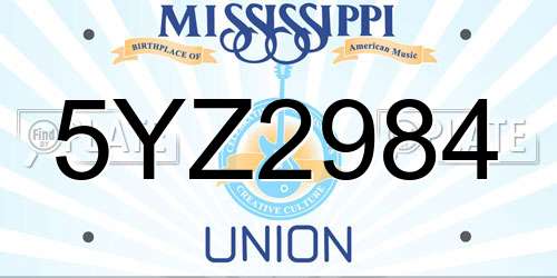 5YZ2984 Mississippi License Plate