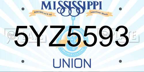 5YZ5593 Mississippi License Plate
