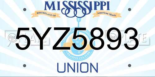 5YZ5893 Mississippi License Plate