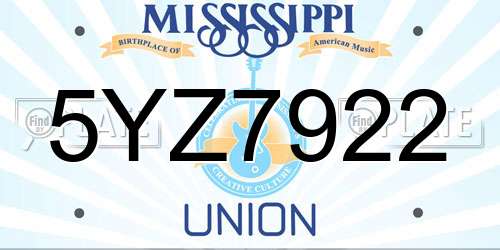 5YZ7922 Mississippi License Plate