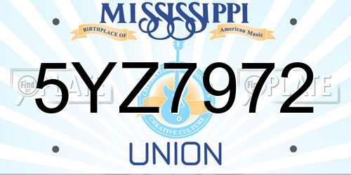 5YZ7972 Mississippi License Plate