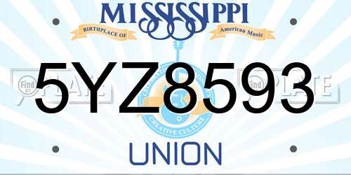 5YZ8593 Mississippi License Plate
