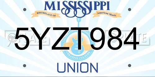 5YZT984 Mississippi License Plate