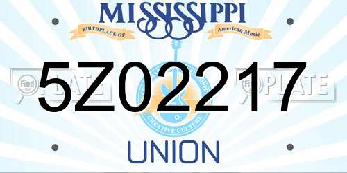 5Z02217 Mississippi License Plate