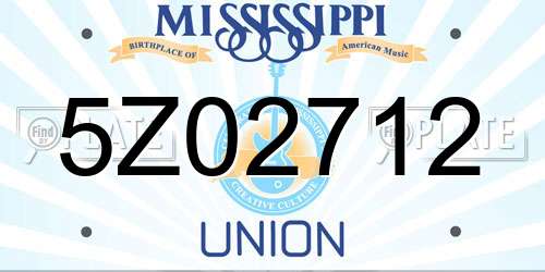 5Z02712 Mississippi License Plate