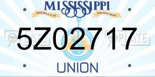 5Z02717 Mississippi License Plate