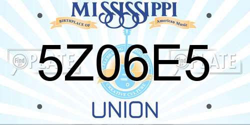 5Z06E5 Mississippi License Plate