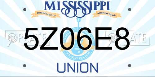 5Z06E8 Mississippi License Plate