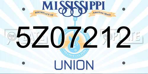 5Z07212 Mississippi License Plate