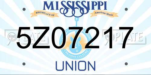 5Z07217 Mississippi License Plate