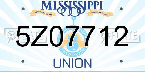 5Z07712 Mississippi License Plate