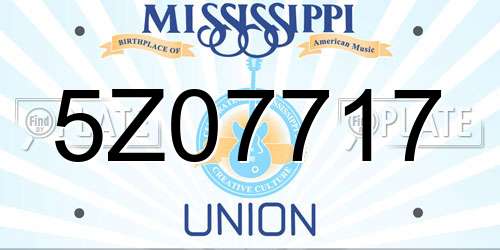 5Z07717 Mississippi License Plate
