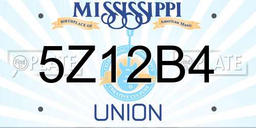 5Z12B4 Mississippi License Plate