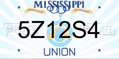 5Z12S4 Mississippi License Plate