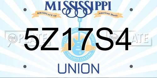5Z17S4 Mississippi License Plate
