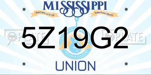 5Z19G2 Mississippi License Plate