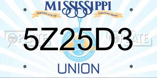 5Z25D3 Mississippi License Plate