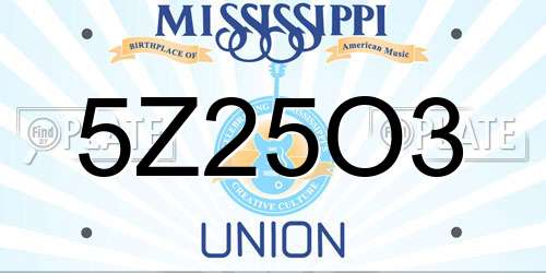 5Z25O3 Mississippi License Plate