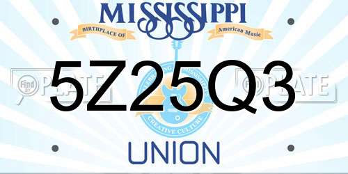 5Z25Q3 Mississippi License Plate