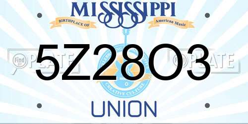 5Z28O3 Mississippi License Plate