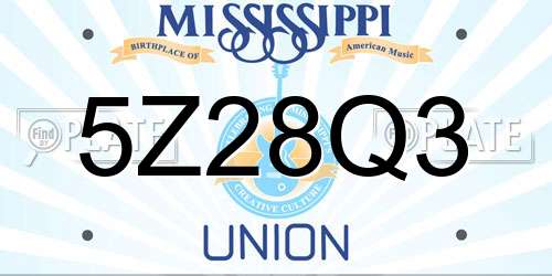 5Z28Q3 Mississippi License Plate