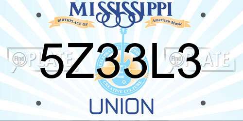 5Z33L3 Mississippi License Plate
