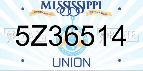5Z36514 Mississippi License Plate
