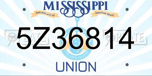 5Z36814 Mississippi License Plate
