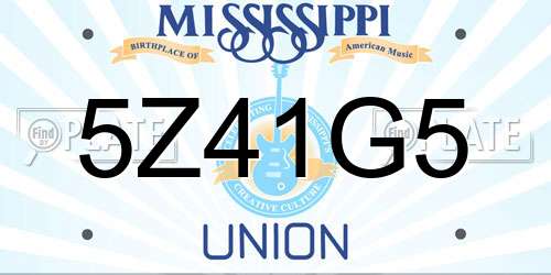 5Z41G5 Mississippi License Plate
