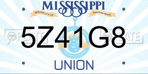 5Z41G8 Mississippi License Plate