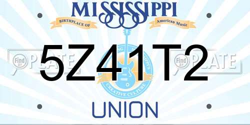 5Z41T2 Mississippi License Plate