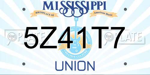 5Z41T7 Mississippi License Plate
