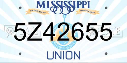 5Z42655 Mississippi License Plate
