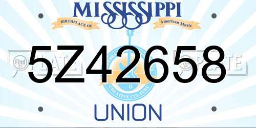 5Z42658 Mississippi License Plate